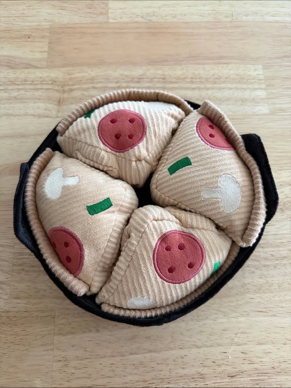 Lambwolf Collective Dog Toy Pizza Slice Set in Beige with Pink Toppings